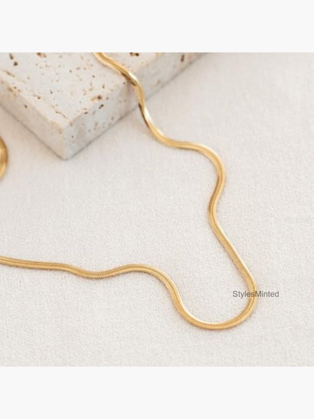 14k Gold Plated Snake Chain Choker Necklace Set 3 Layer Herringbone - Picture 7 of 7